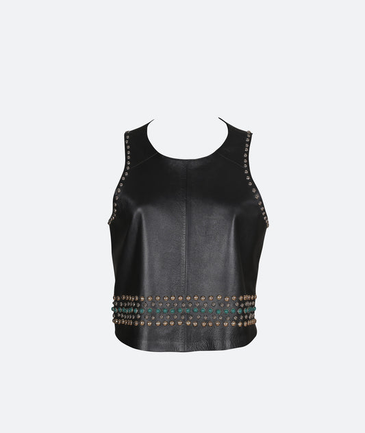 Topaz Leather Vest Black