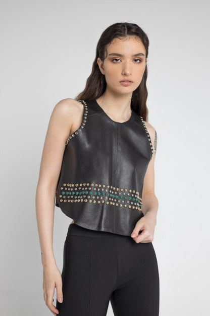 Topaz Leather Vest Black