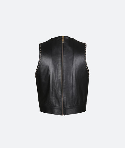 Topaz Leather Vest Black