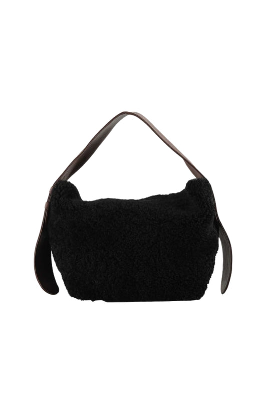 Eliana Shearling Bag Black x Brown
