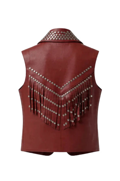 Ezra Leather Vest Red