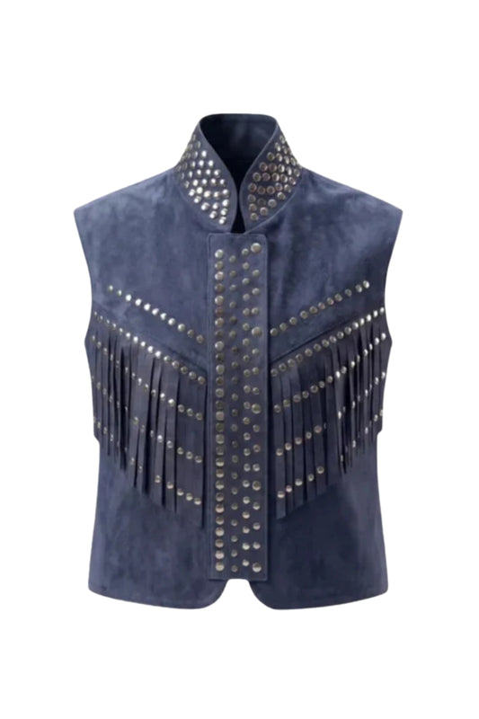 Ezra Suede Vest Blue