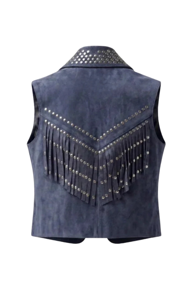 Ezra Suede Vest Blue
