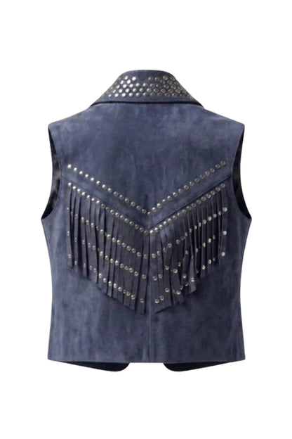 Ezra Suede Vest Blue