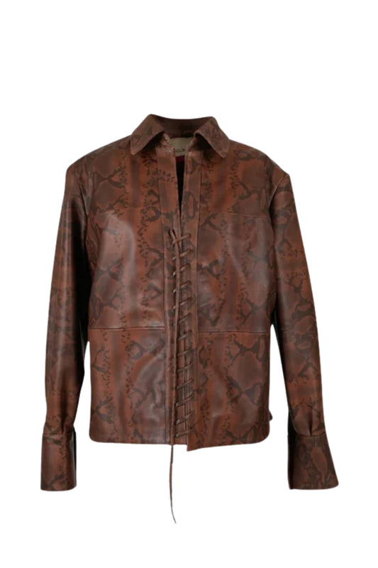 Liana Leather Shirt Snake Print