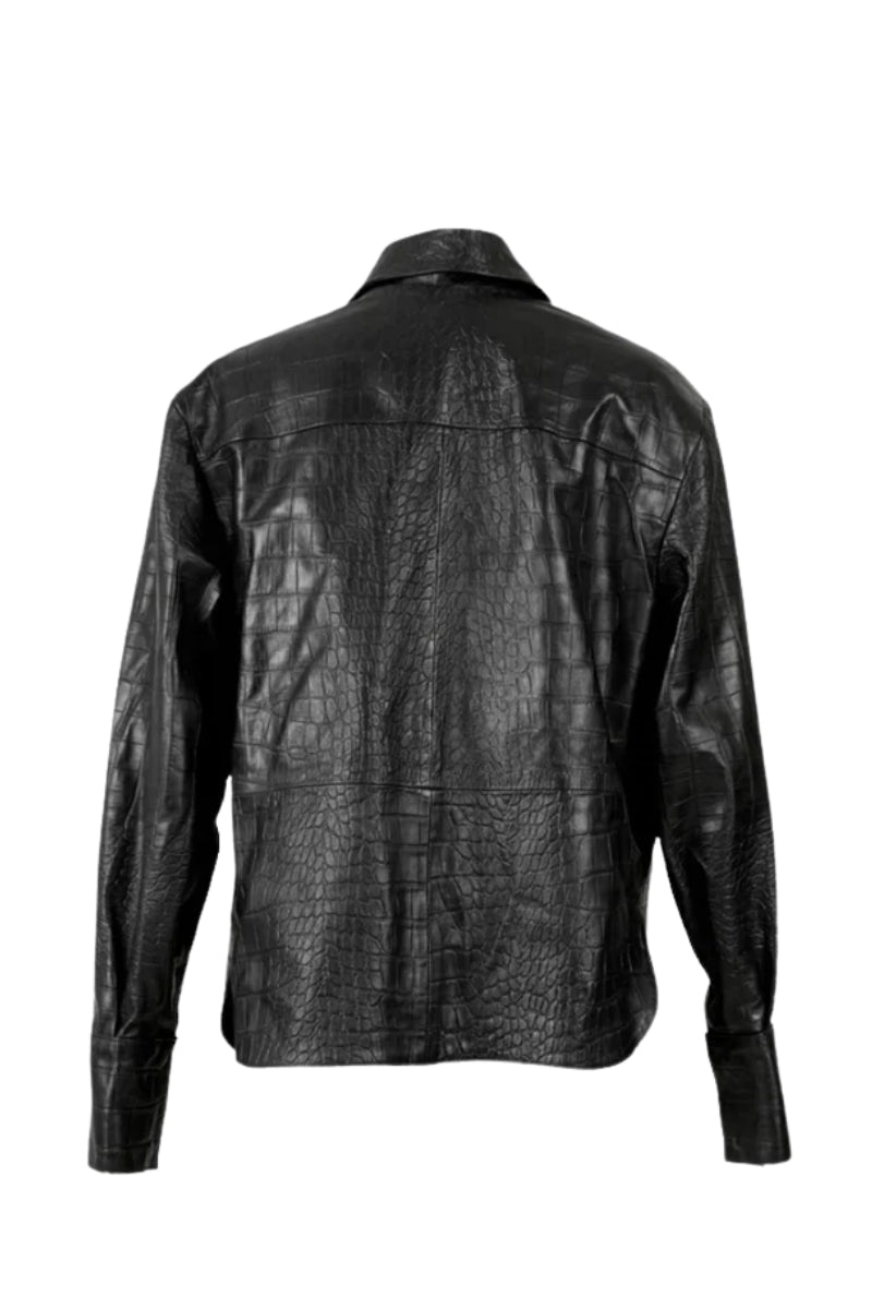 Liana Leather Shirt Black Croc
