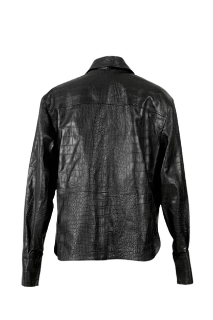Liana Leather Shirt Black Croc