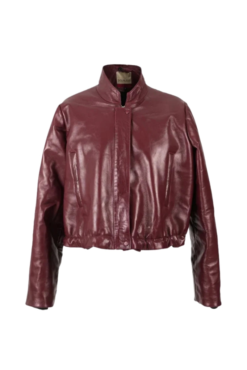 Jasper Leather Bomber Jacket Burgundy