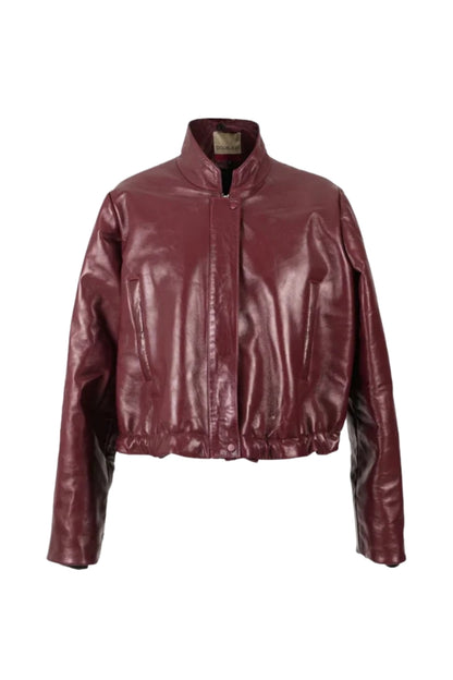 Jasper Leather Bomber Jacket Burgundy