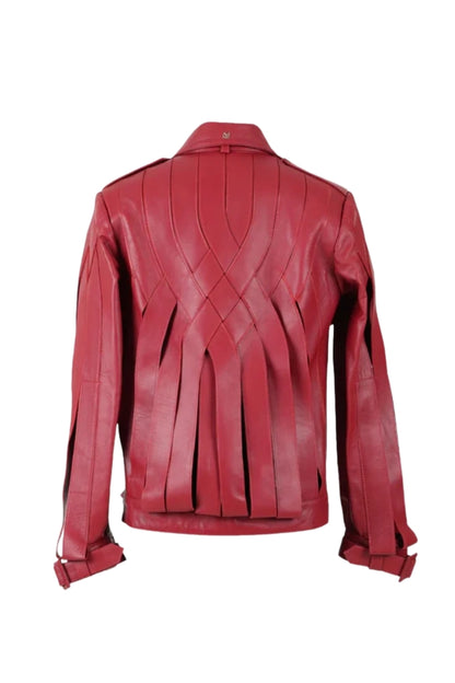 Brianna Oversized Leather Jacket Red