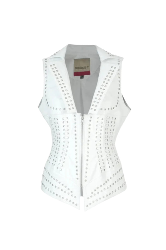 Kayla Leather Vest White