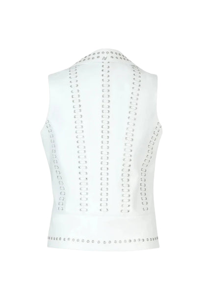 Kayla Leather Vest White