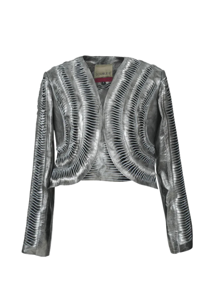 Kiara Leather Jacket Washed Silver