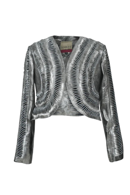 Kiara Leather Jacket Washed Silver