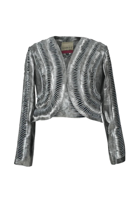 Kiara Leather Jacket Washed Silver