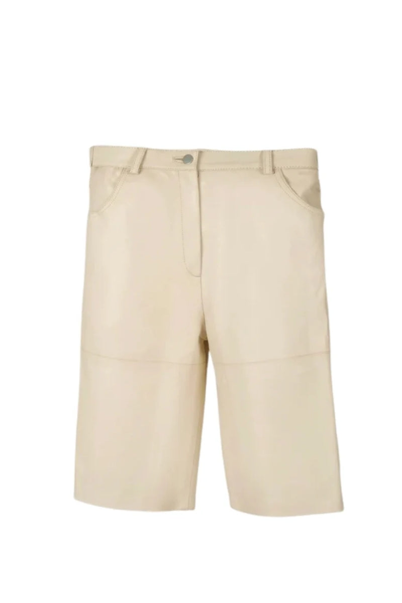 Callie Leather Bermuda Shorts Butter Yellow
