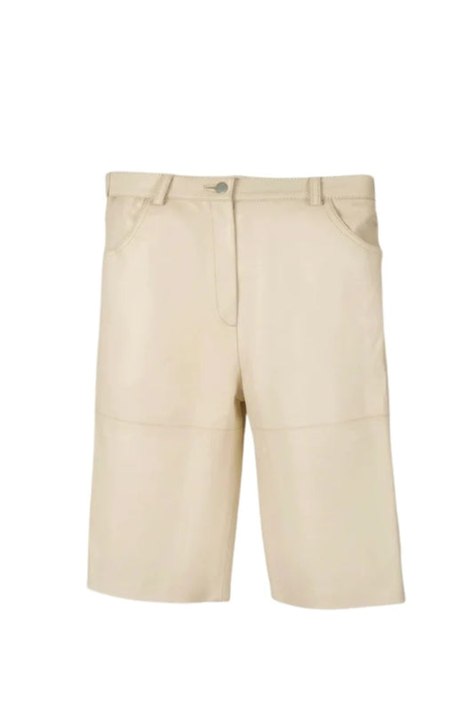 Callie Leather Bermuda Shorts Butter Yellow