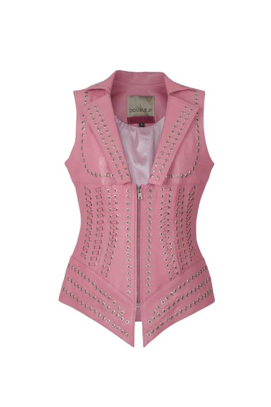 Kayla Leather Vest Blush Pink
