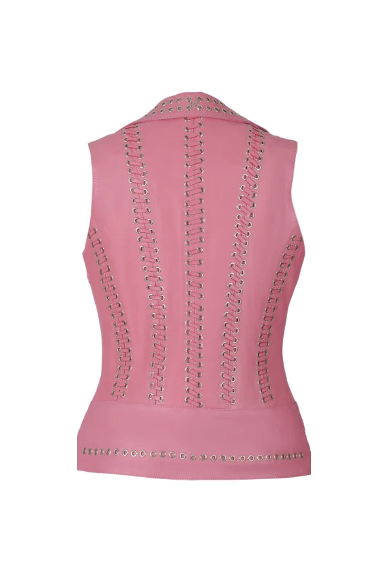 Kayla Leather Vest Blush Pink