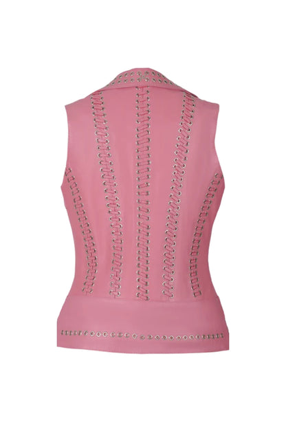 Kayla Leather Vest Blush Pink