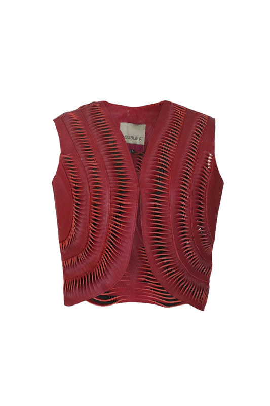 Kiara Leather Vest Red