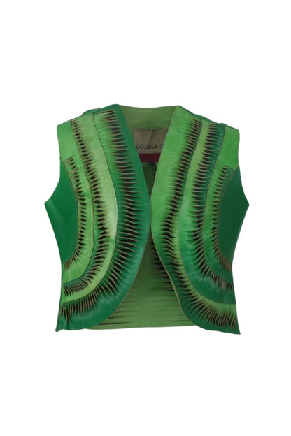 Kiara Leather Vest Green Ombre
