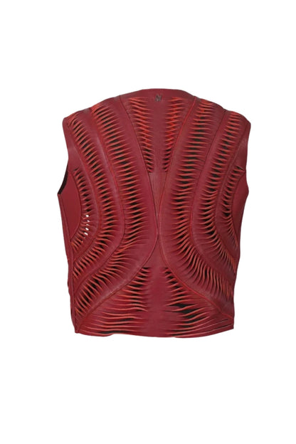 Kiara Leather Vest Red