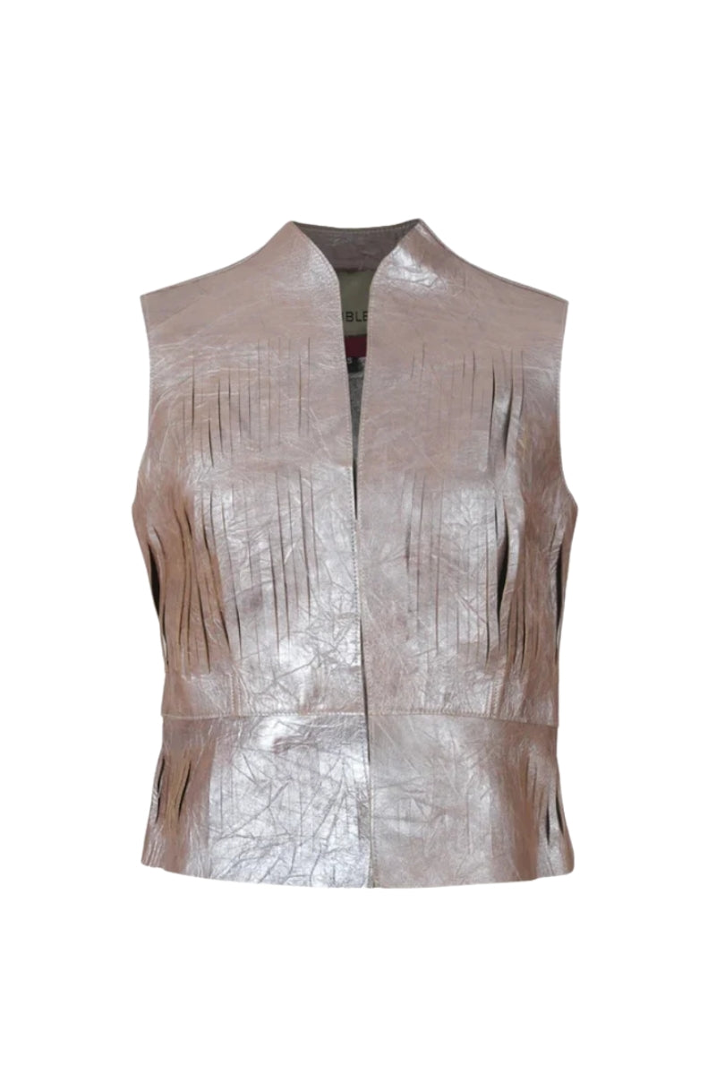 Ayla II Leather Vest Dusty Rose