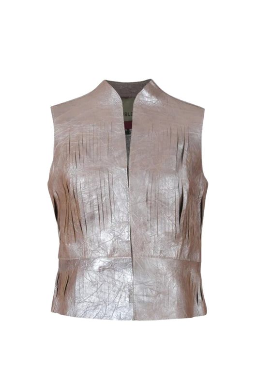 Ayla II Leather Vest Dusty Rose