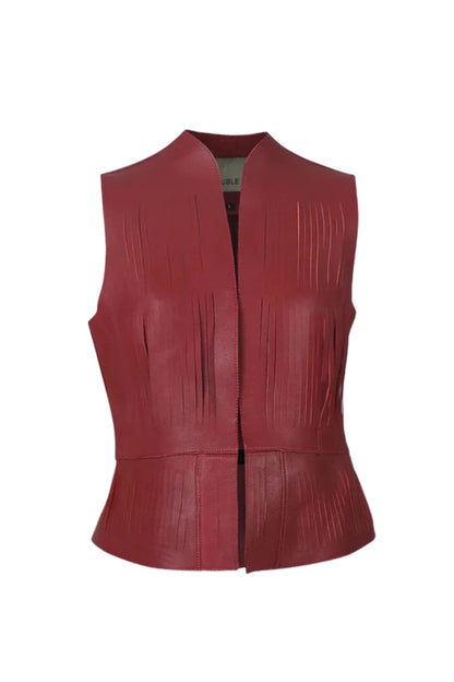 Ayla II Leather Vest Red