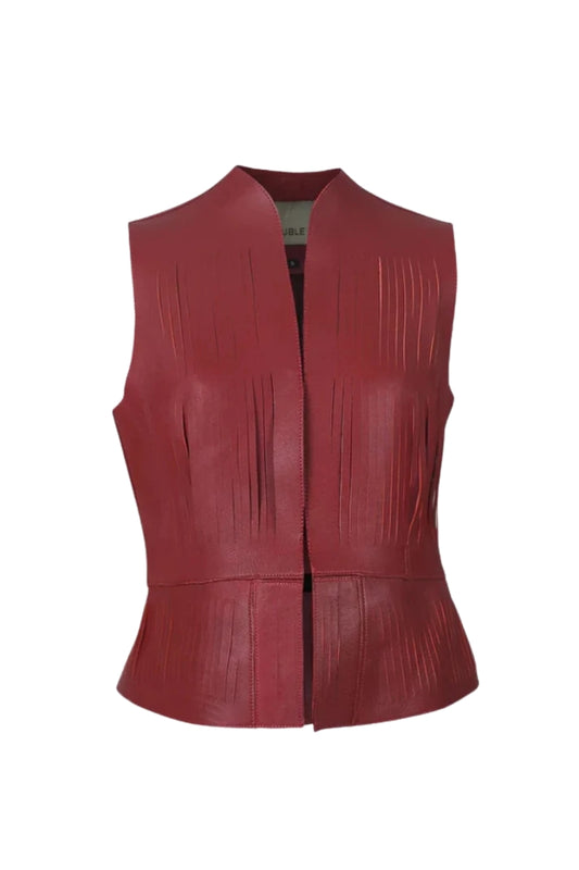 Ayla II Leather Vest Red