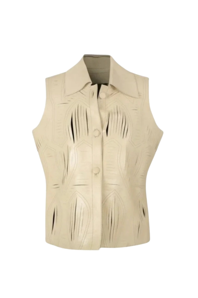 Jayden Leather Vest Butter Yellow