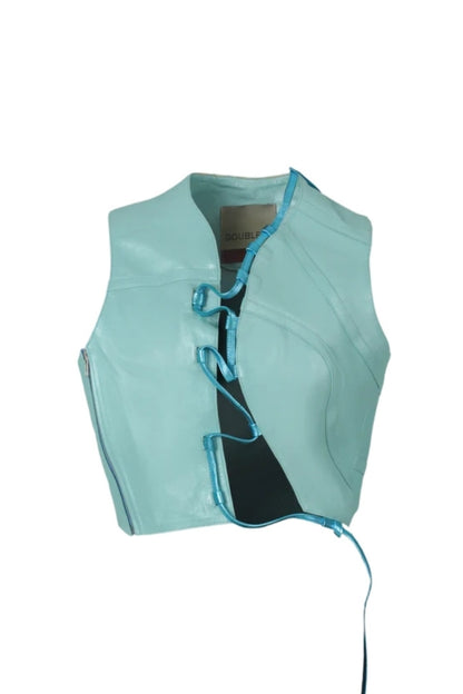 Mason Leather Vest Electric Baby Blue