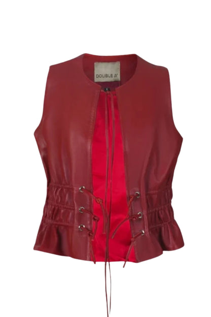 Tyler Leather Vest Red
