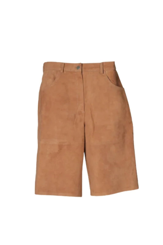 Callie Suede Bermuda Shorts Beige