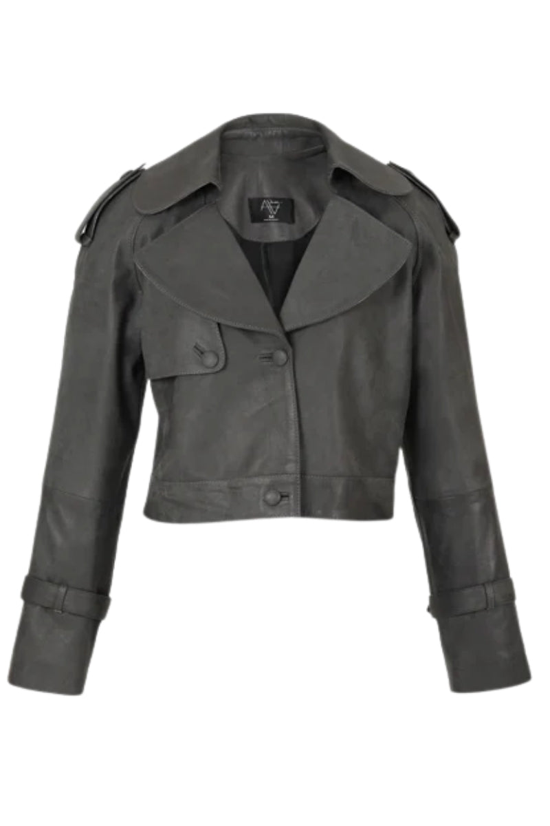 Audax Leather Jacket Washed Grey