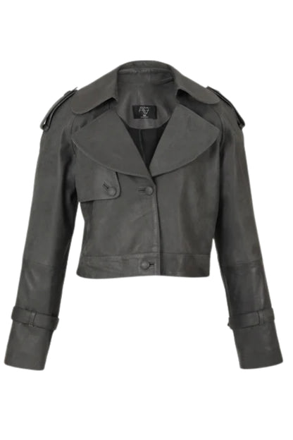 Audax Leather Jacket Washed Grey