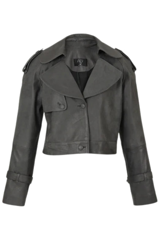Audax Leather Jacket Washed Grey