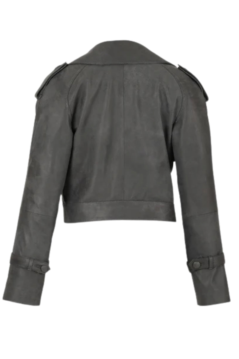 Audax Leather Jacket Washed Grey