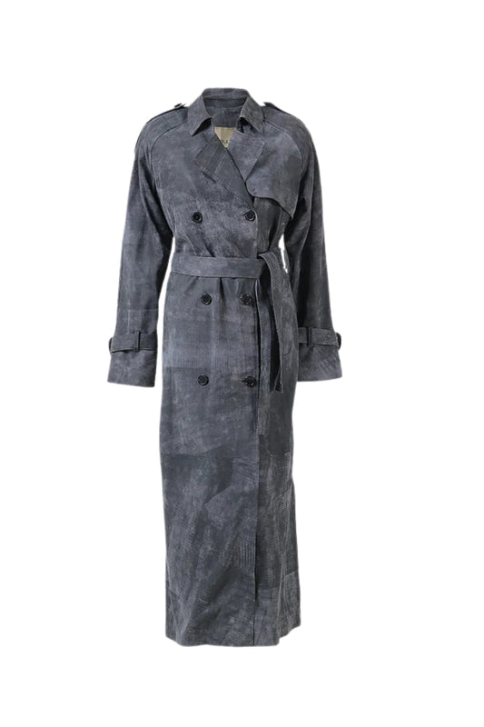 Astrid Leather Coat Washed Grey