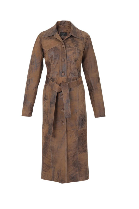 Zinnia Leather Coat Washed Brown