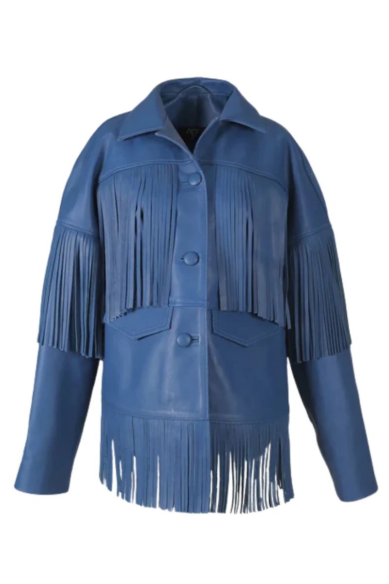 Pyrus Leather Jacket Navy Blue