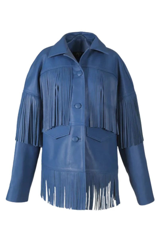 Pyrus Leather Jacket Navy Blue