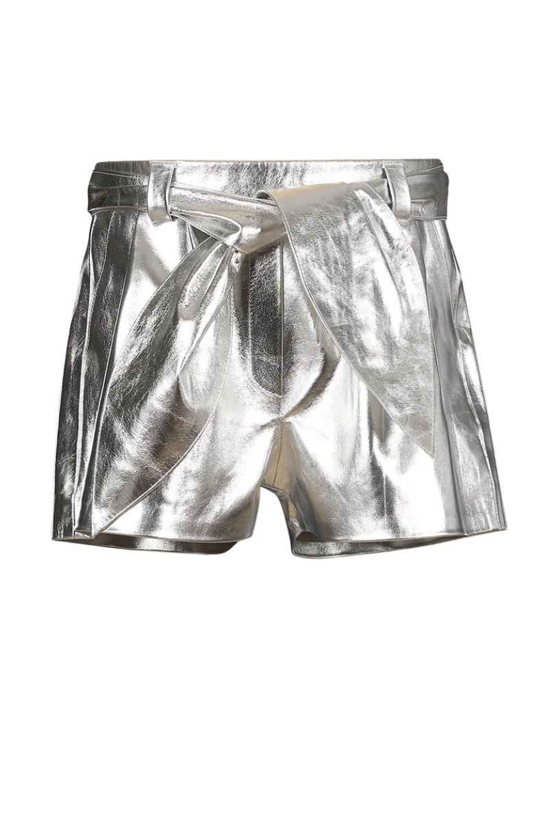 Moonbow Leather Shorts Silver