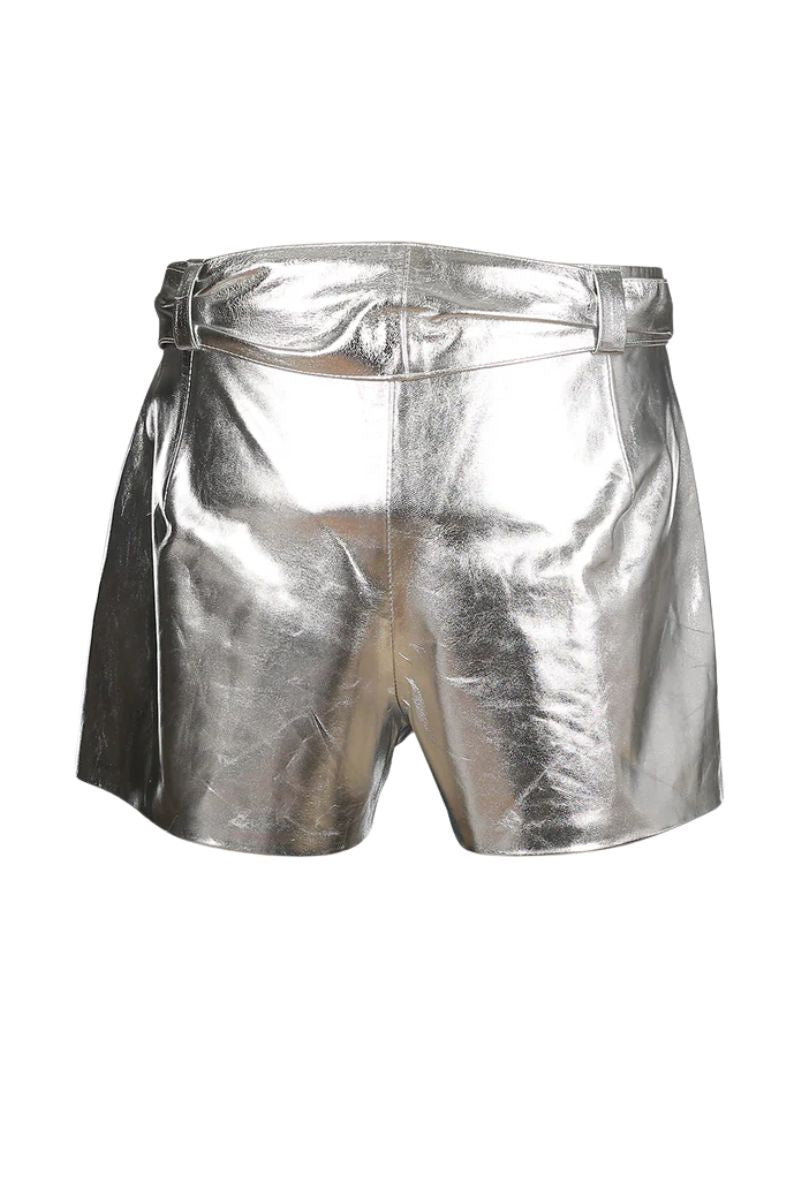 Moonbow Leather Shorts Silver