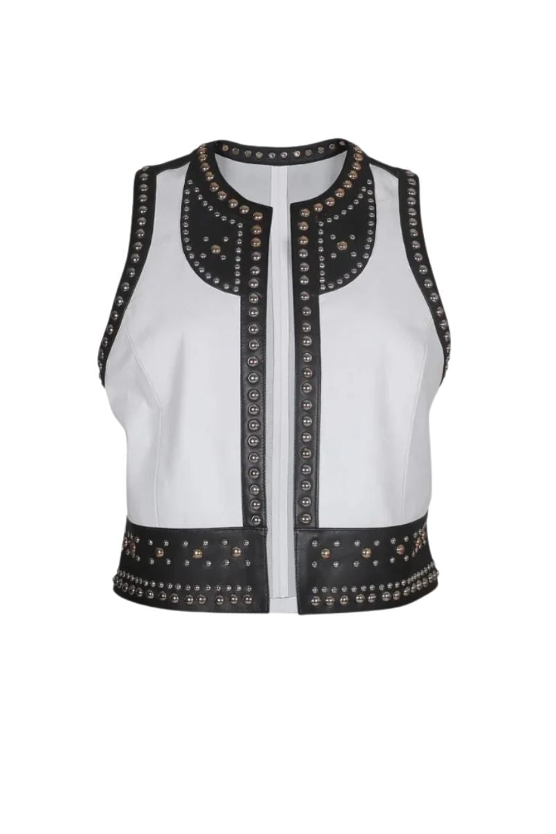 Yin Yang Studded Leather Vest