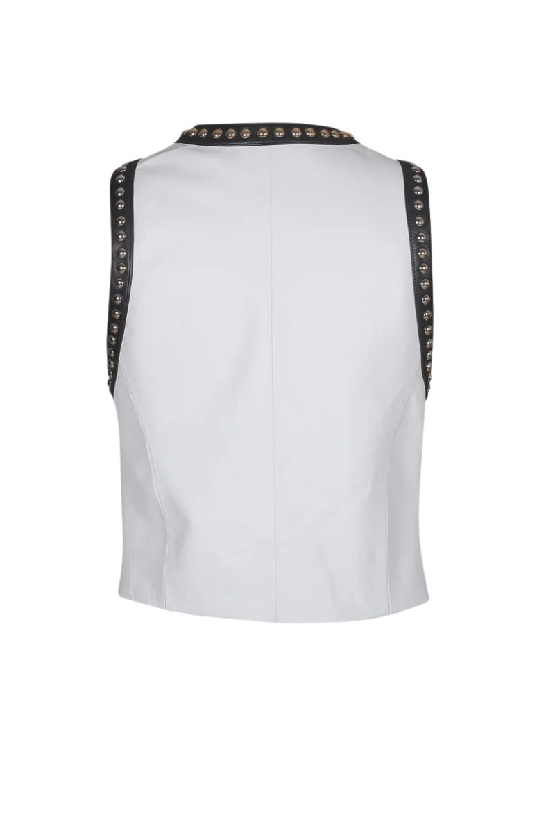 Yin Yang Studded Leather Vest