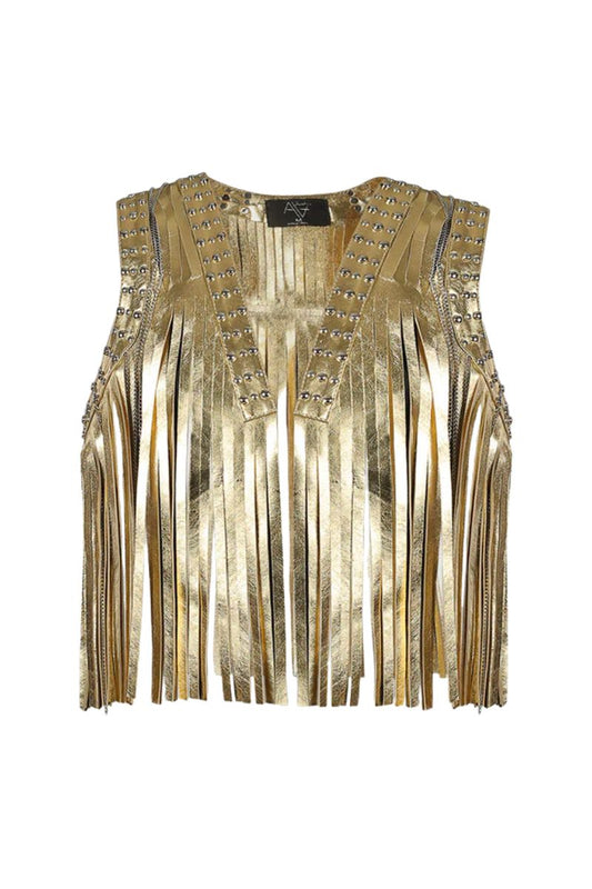 Juniper Leather Vest Gold