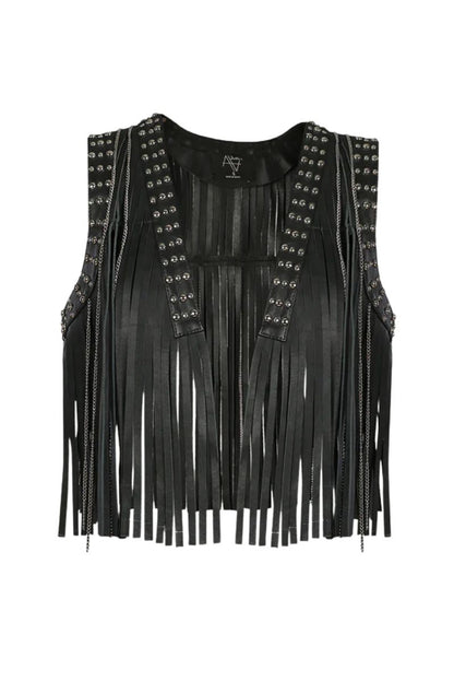 Juniper Leather Vest Black
