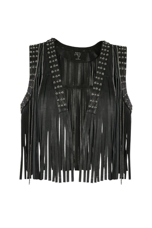 Juniper Leather Vest Black